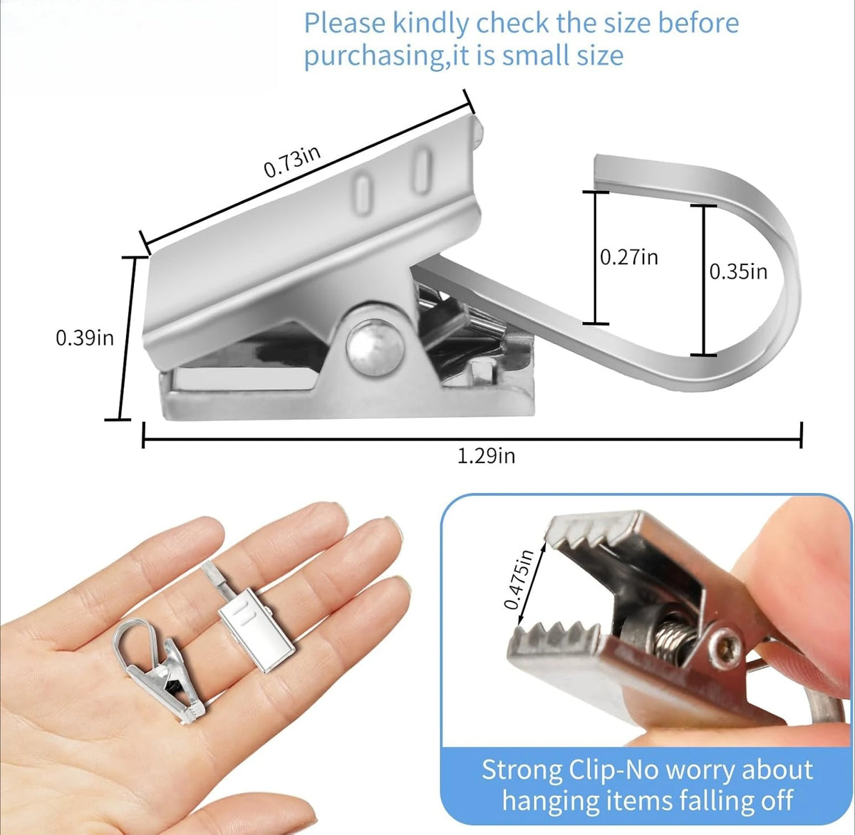 Stainless Steel Curtain Clips with Hooks – Home & Photo Décor Curtain Clips & Hooks Babs