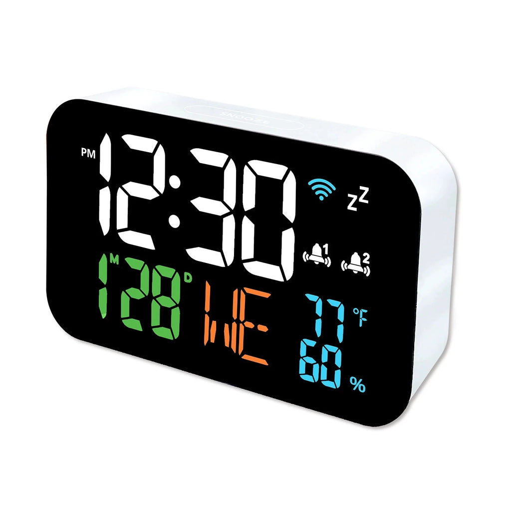 Tuya WiFi Smart Clock – LED Thermometer & Hygrometer Display Smart WiFi Clock Babs white-white
