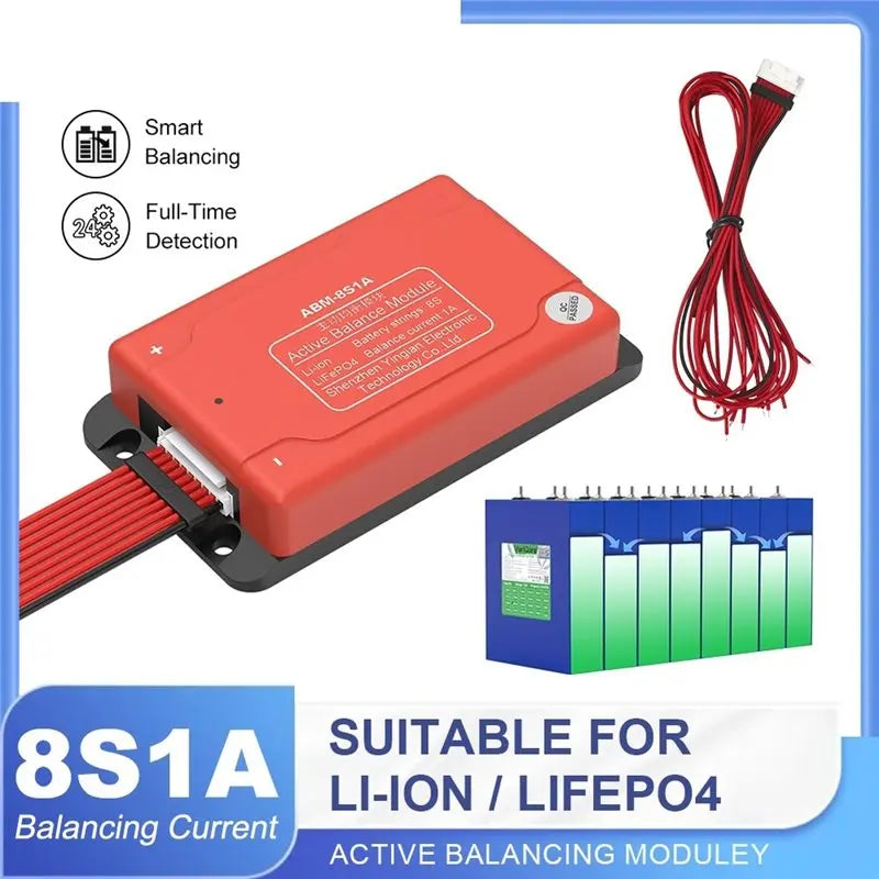 24V 8S Smart Active Battery Balancer for LiFePO4 – 1A Equalizer Battery Balancer Board Babs