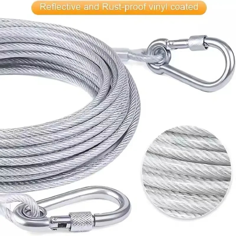 Heavy Duty Coated Steel Wire Dog Tether Leash & Tie-Out Rope Dog Tether Leash Babs