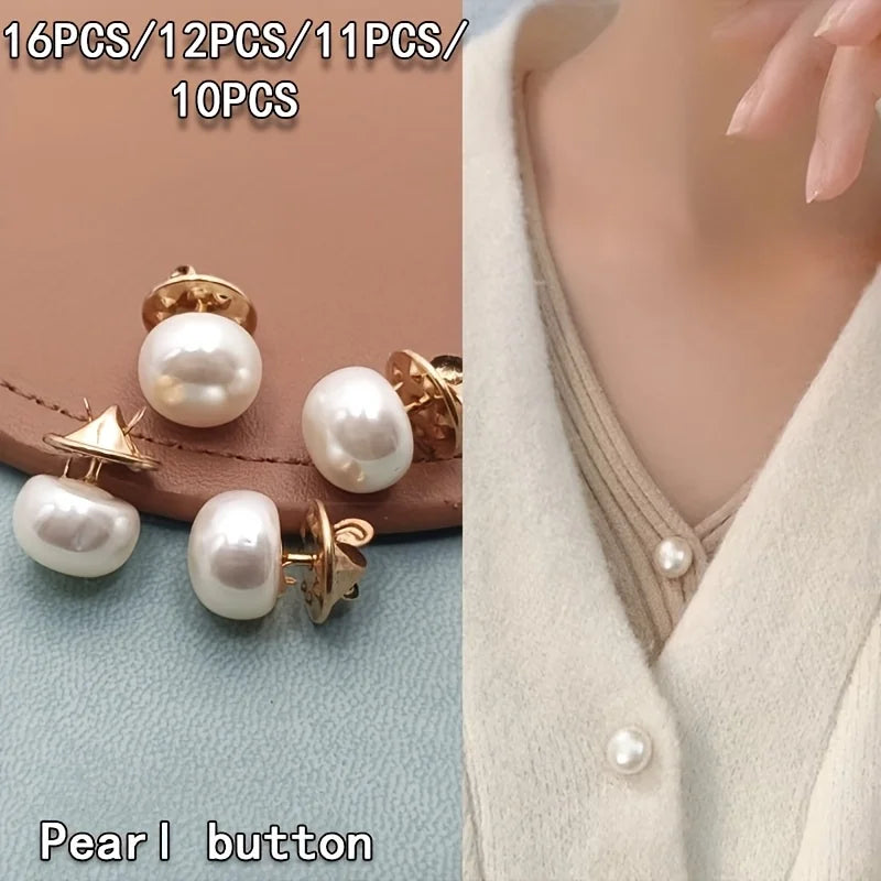 10pcs Pearl Butterfly No-Sew Anti-Glare Button Clips for Women Decorative Button Clips Babs
