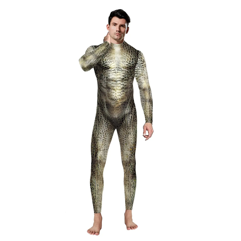 Men's Snake Scale Cosplay Bodysuit Halloween Jumpsuit Cosplay Bodysuit Babs
