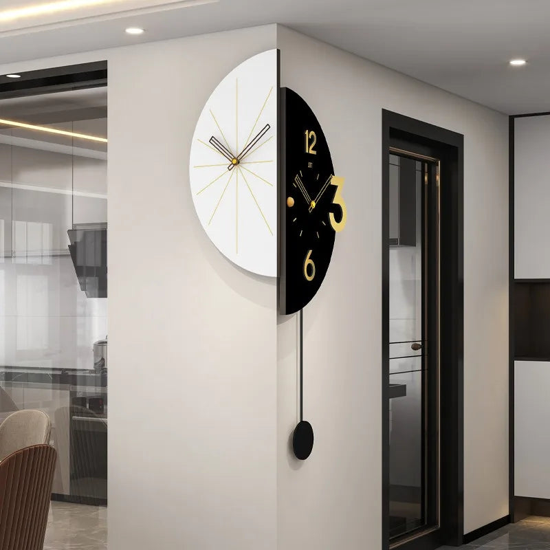 Modern Double-Sided Corner Wall Clock – Silent Minimalist Corner Wall Clock Babs