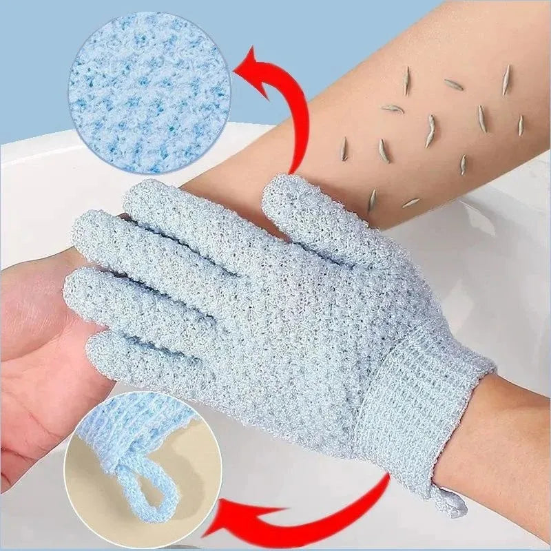 Five Finger Exfoliating Bath Gloves – Nylon Shower Scrubber Bath Scrub Gloves Babs