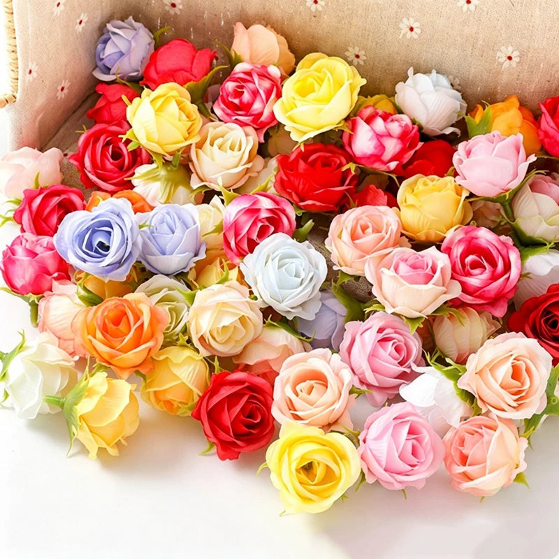 10 Pcs Mini Silk Artificial Rose Flower Heads for DIY Decor Artificial Silk Flowers Babs