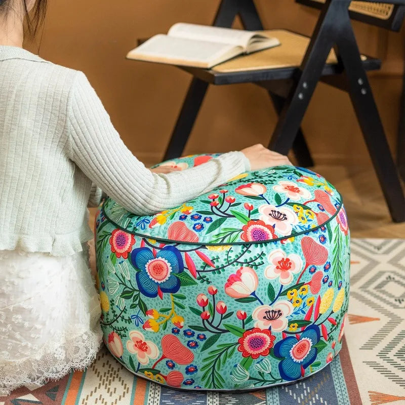 Round Velvet Pouf Ottoman Footstool – Modern Luxury 50x30cm Velvet Pouf Ottoman Babs