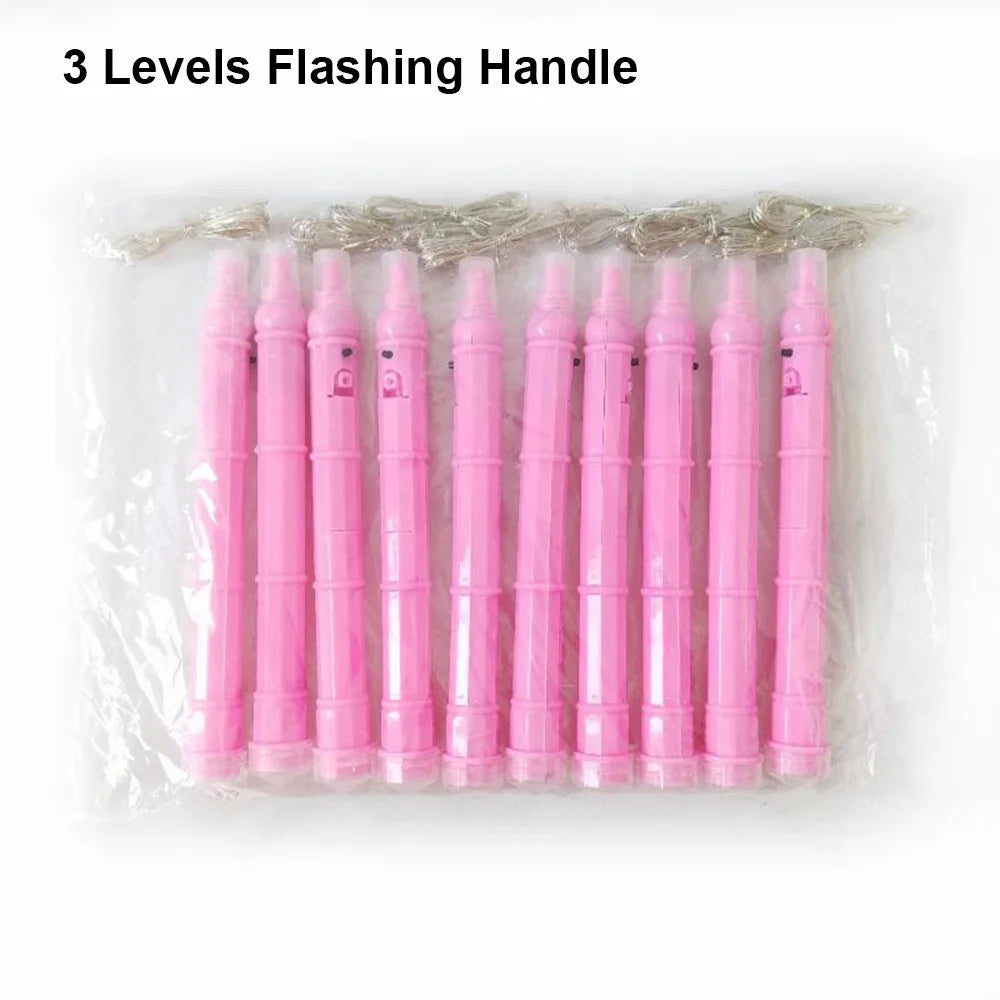 10pcs LED Bobo Balloon Handles – 3-Level Flash & 3M Light String Balloon LED Handle Set Babs Pink As pictures show