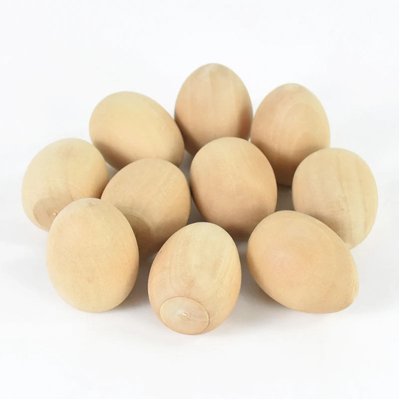 5Pcs Unfinished Wooden Easter Eggs DIY Craft Ornaments DIY Wood Craft Kit Babs