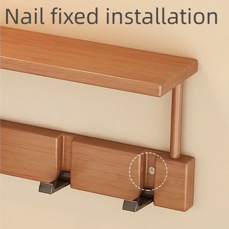 Wall Mounted Bamboo Coat Rack – 7 Hooks, Modern Minimalist Wall Coat Rack Babs