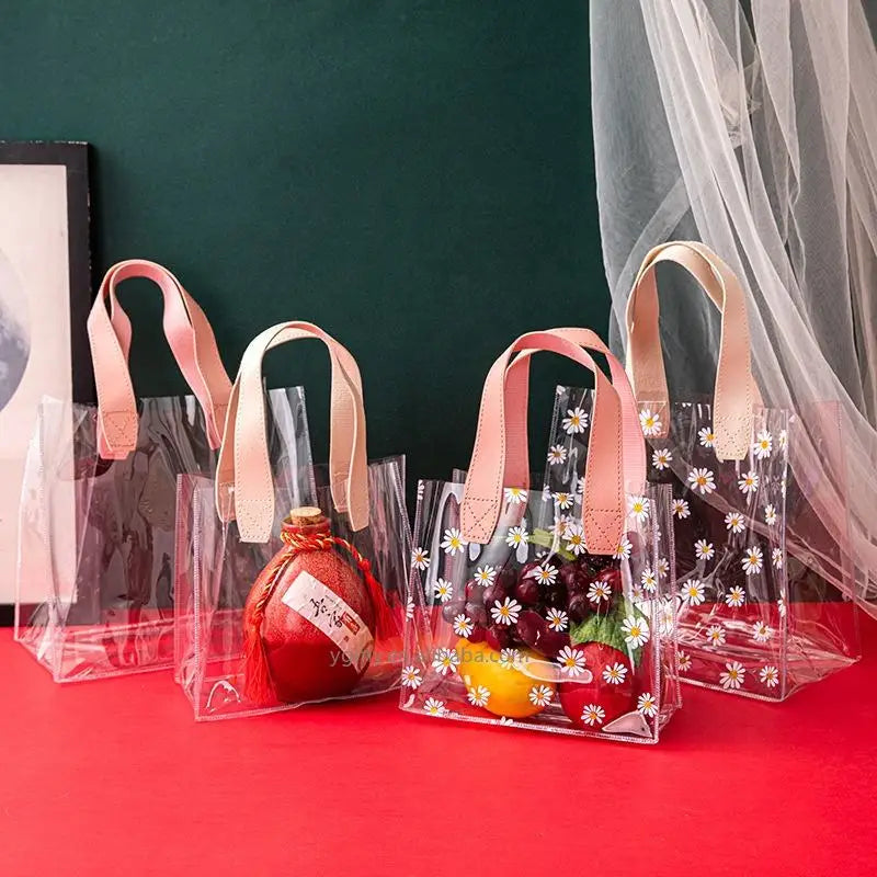 Clear Daisy PVC Tote Bag – Waterproof Gift & Party Organizer Clear PVC Tote Bag Babs
