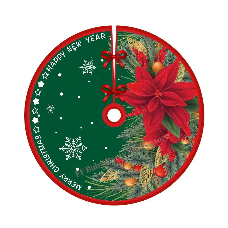 Red Christmas Tree Skirt – Snowflake Santa Reindeer Xmas Decor Christmas Tree Skirt Babs I 120cm