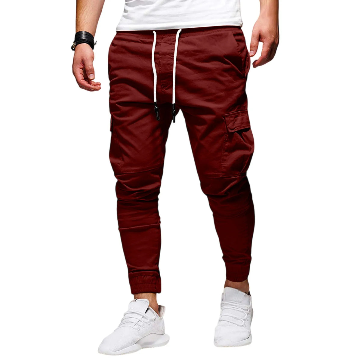 Men's Slim Fit Drawstring Casual Pants – Multi-Pocket Trousers Casual Drawstring Pants Babs