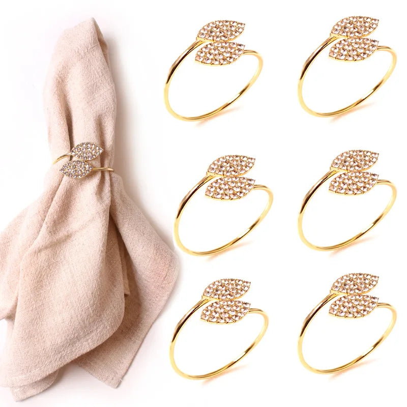 Gold Leaf Metal Napkin Rings Set of 6 or 12 – Wedding Table Décor Napkin Rings Babs