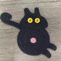 Hand-Crocheted Black Cat Coaster – Wool Cup Insulation Mat Cup Coaster Mat Babs black L cartoon figure