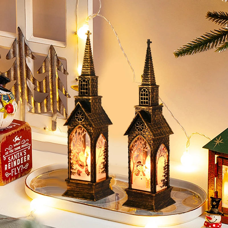 Christmas LED Lantern Santa Snowman Night Light Table Ornament Christmas LED Lantern Babs