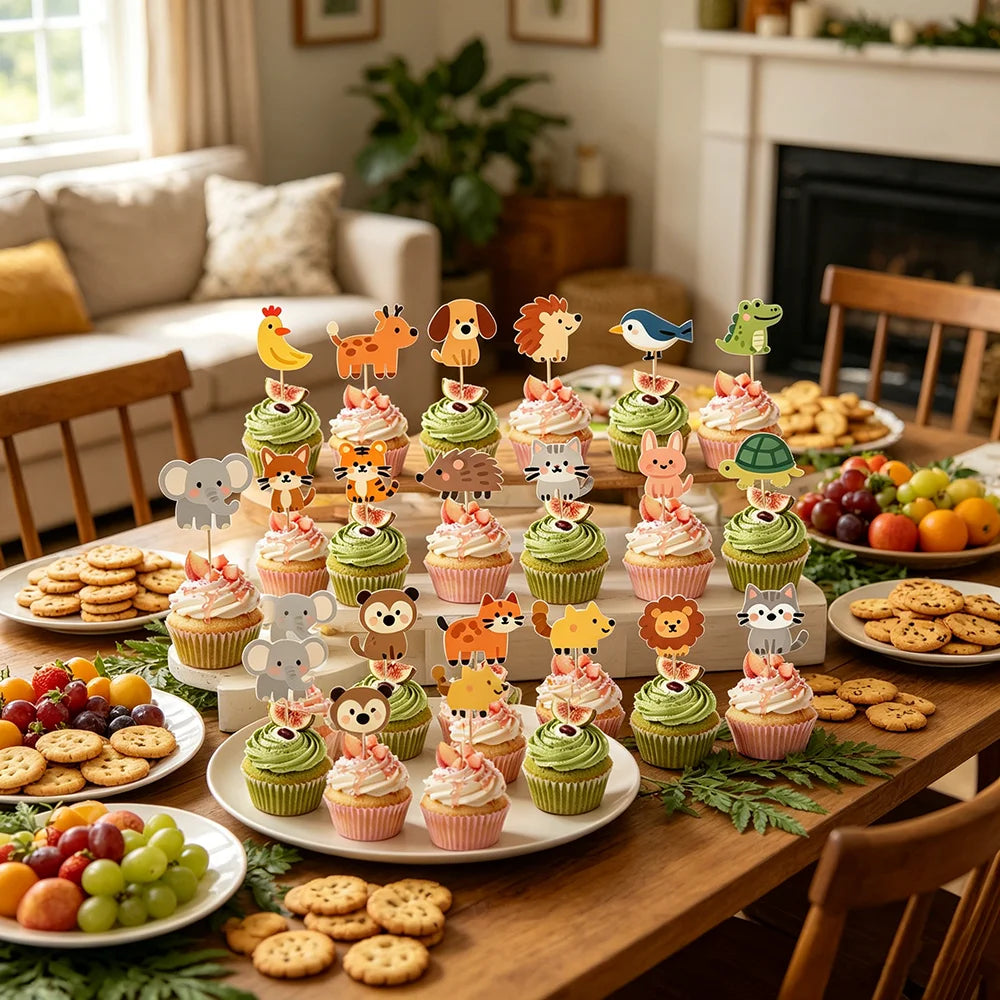 Jungle Safari Animal Cake Toppers & Cupcake Picks – Party Decor Cake Toppers Babs