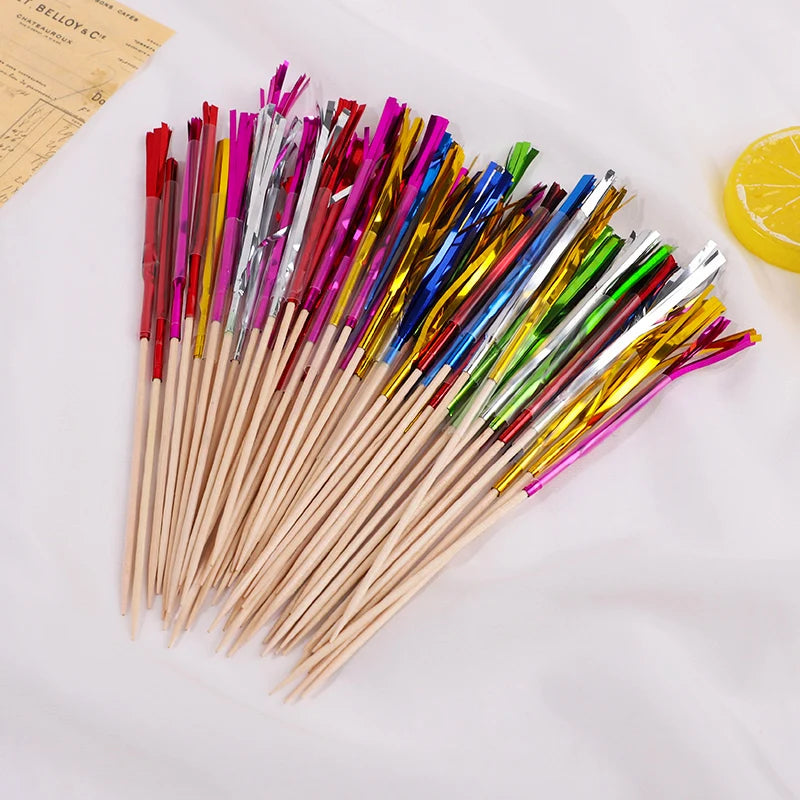 50Pcs Tassel Fireworks Cake Toppers & Cocktail Picks for Parties Party Cake Toppers Babs
