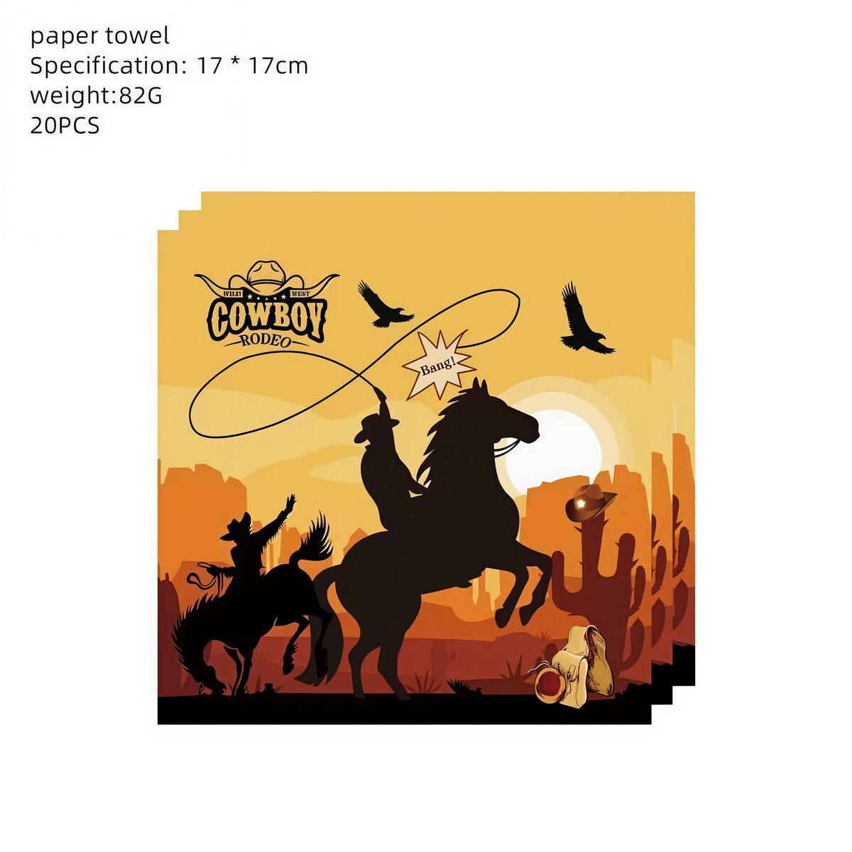 Wild West Cowboy Party Decoration Set – Balloons, Plates & Cups Party Decoration Set Babs 20pcs napkins others