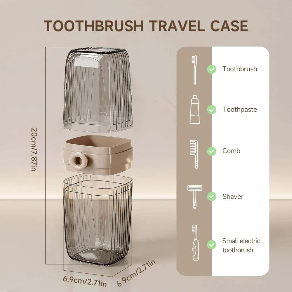 2-in-1 Travel Toothbrush Holder Soap Case & Leakproof Rinse Cup Toothbrush Travel Case Babs