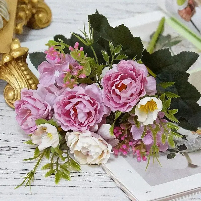 Silk Peony Artificial Flower Bouquet for Wedding & Home Decor Artificial Flower Bouquet Babs color 1 1 pc