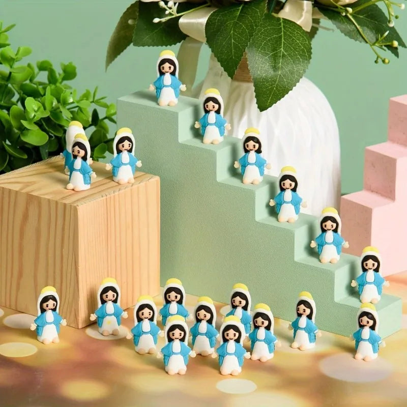 20pcs Mini Blue Maria PVC Statues | Holiday Tabletop Décor Decorative Figurines Babs