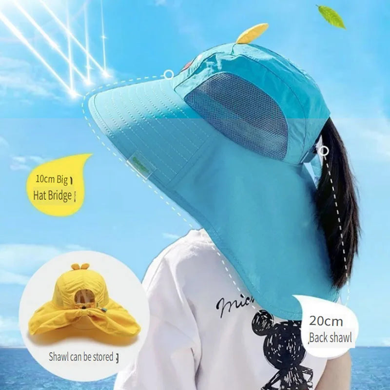Kids Large Brim UV Sun Hat – Breathable Beach Fisherman Hat Kids Sun Hat Babs