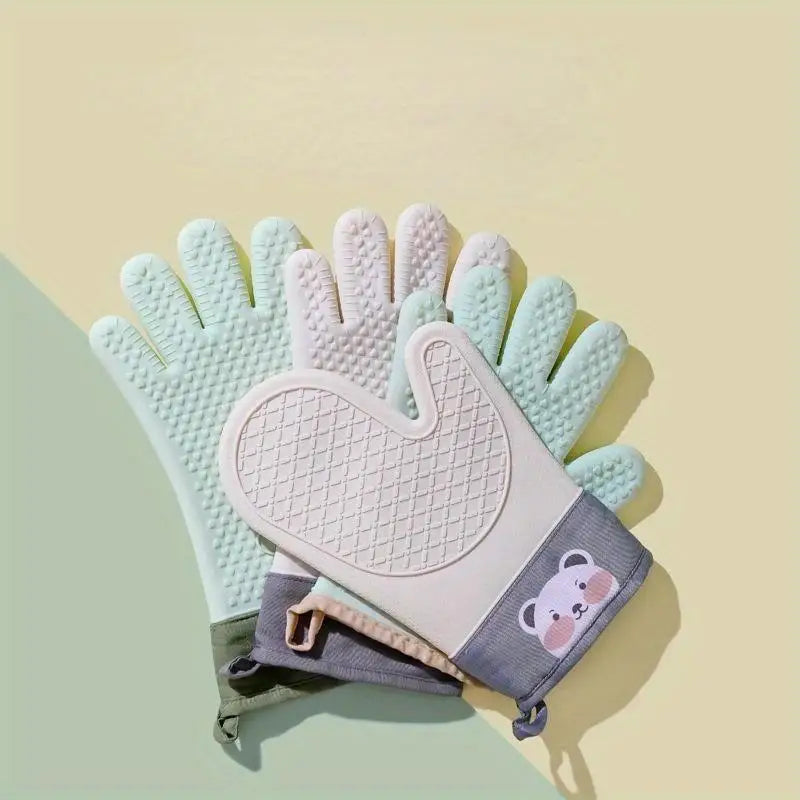 Silicone Oven Gloves – Thickened Heat-Resistant Kitchen Mitt Silicone Oven Gloves Babs