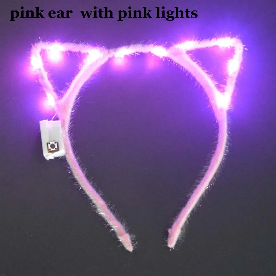 LED Flashing Cat & Fox Ears Headband – Glowing Party Hair Hoop