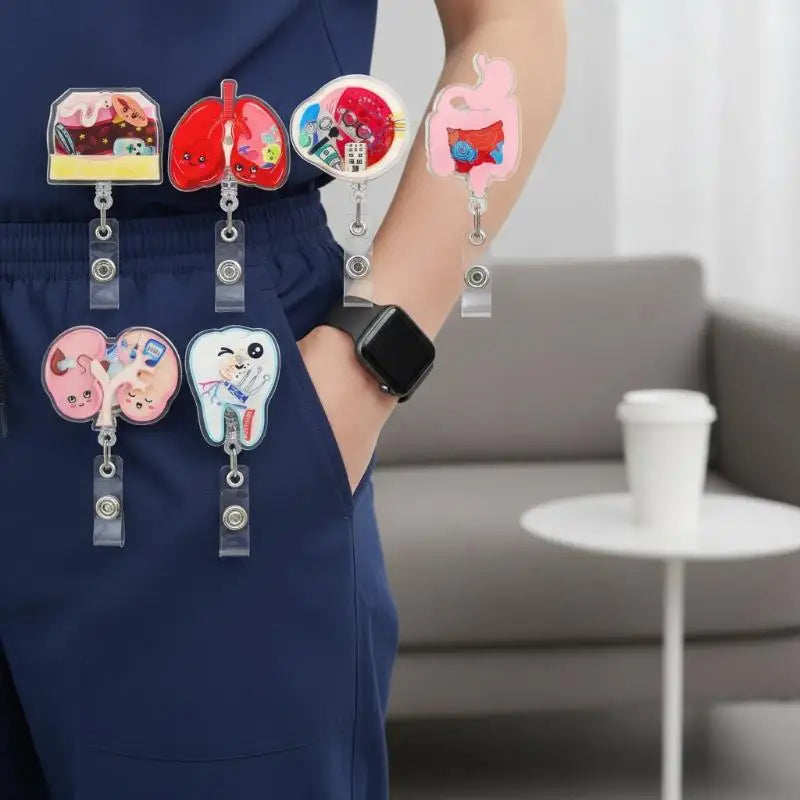 Cartoon Organ Retractable ID Badge Reel for Nurses & Doctors Retractable Badge Reel Babs