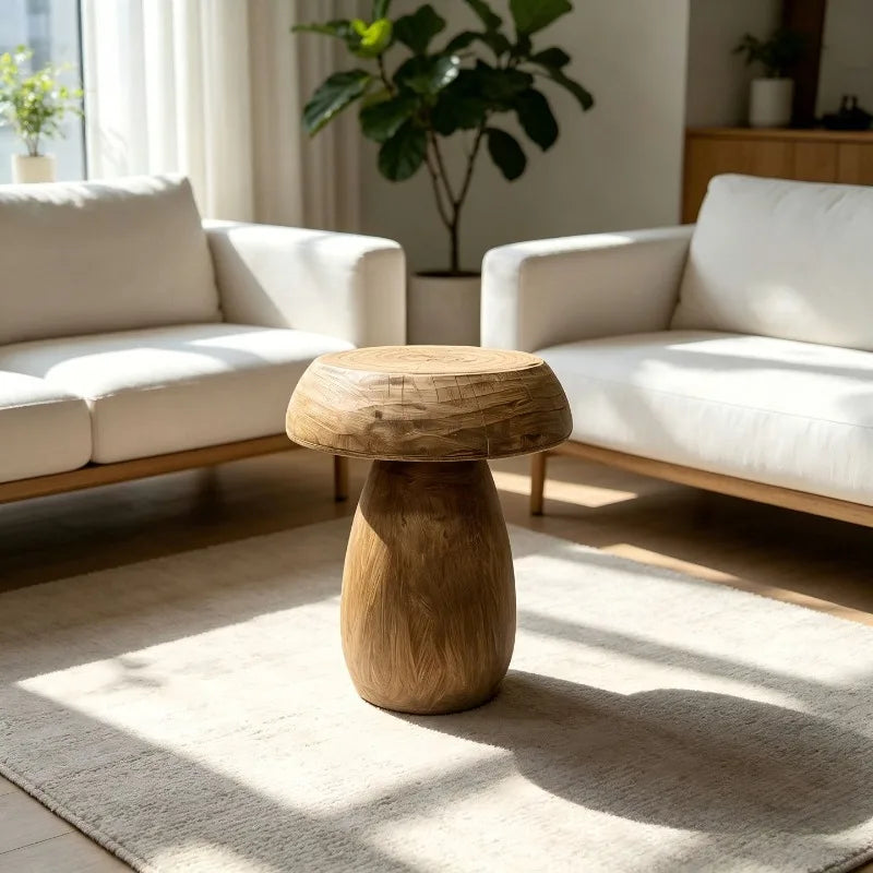 Nordic Solid Oak Round Side Table – Minimalist Coffee Table Wooden Side Table Babs