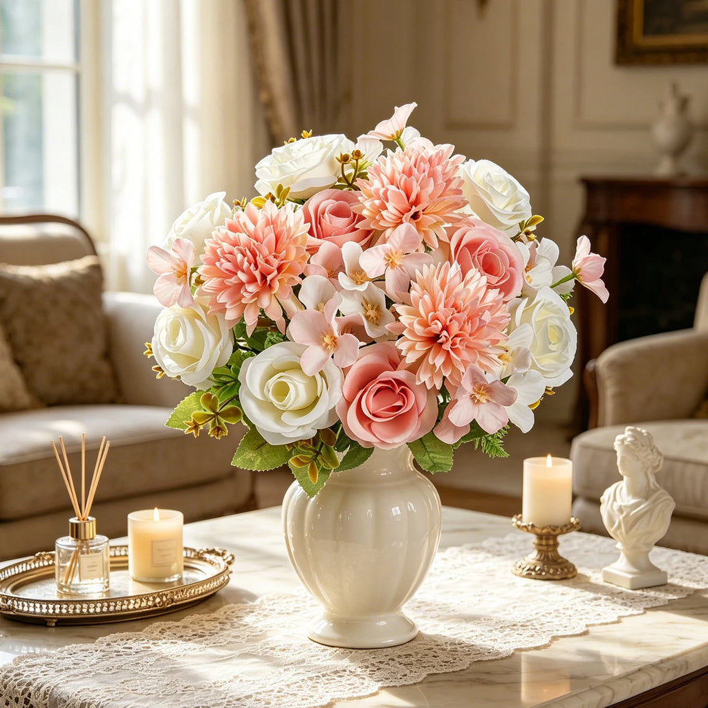 Artificial Silk Hydrangea Rose Bouquet | Wedding & Home Décor Artificial Flower Bouquet Babs