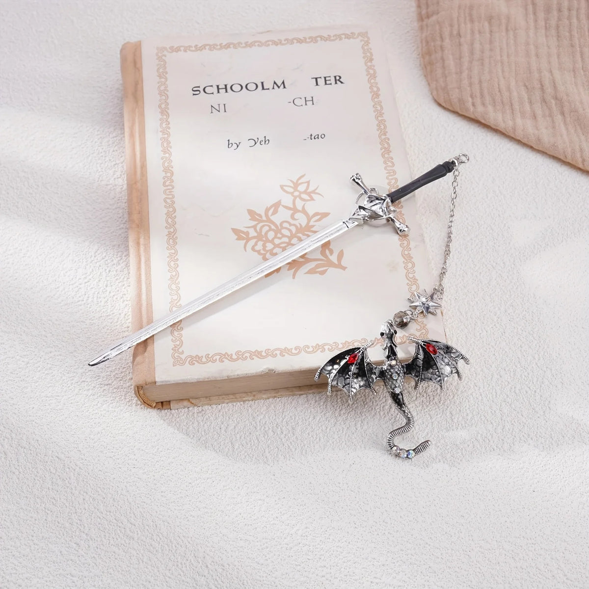 Alloy Dragon Sword Bookmark – Fantasy Gift for Book Lovers Decorative Bookmark Babs GRAY
