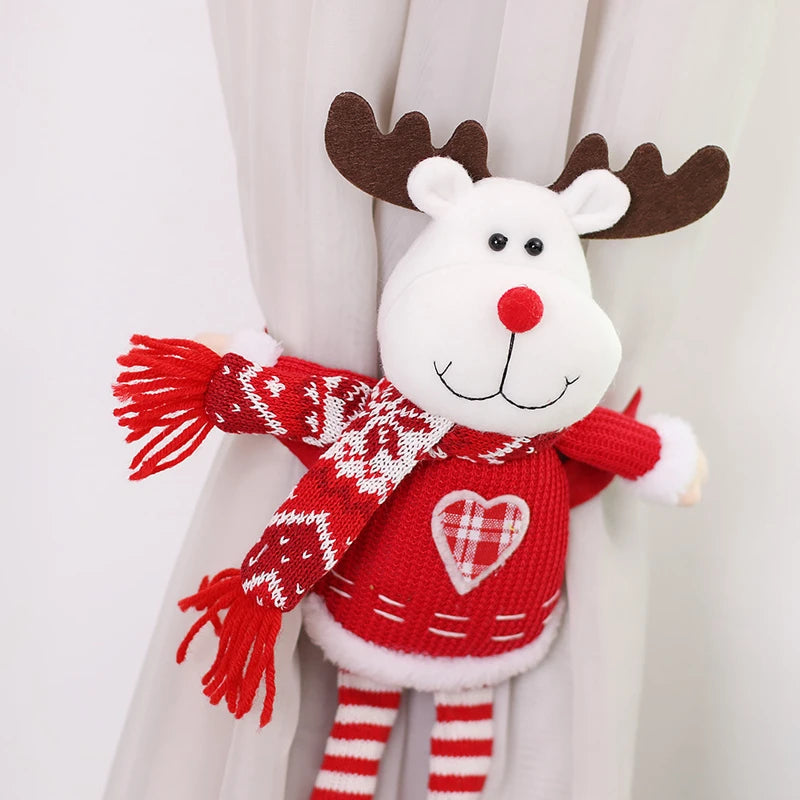 Christmas Santa & Snowman Curtain Buckle Ornament Decoration Christmas Curtain Ornament Babs