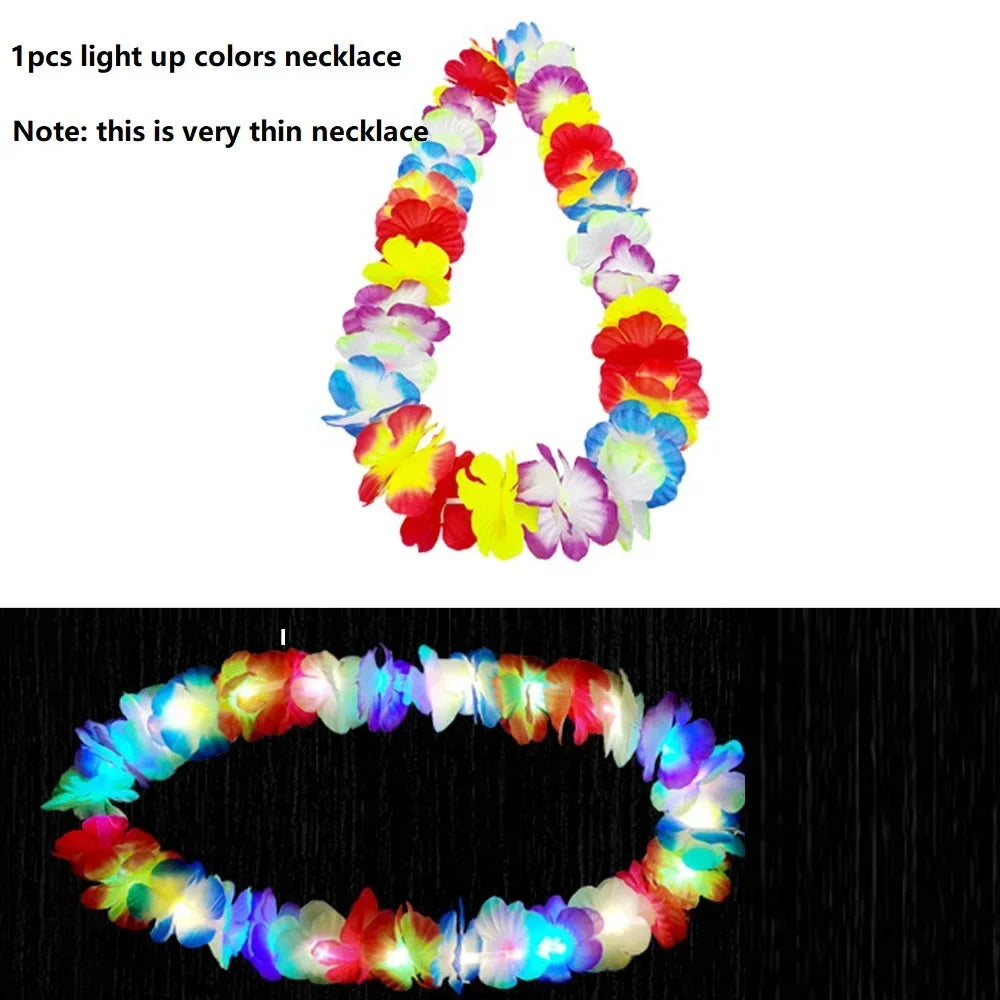 LED Hawaiian Leis Flashing Flower Necklace for Parties LED Party Necklace Babs 1pcs thin necklace