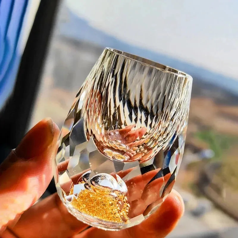 Double-Bottom Gold Foil Glass Cup Set – Elegant Reusable Drinkware Glass Cup Set Babs