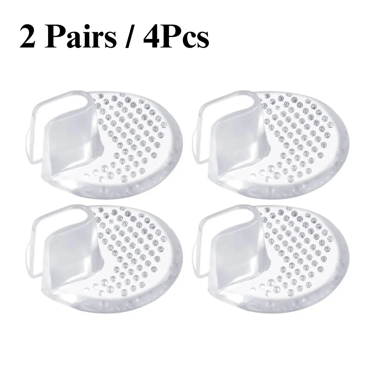 Silicone Forefoot Gel Cushion Pads – Anti-Slip for Sandals (2/4pc) Gel Forefoot Insoles Babs Transparent 2 Pairs