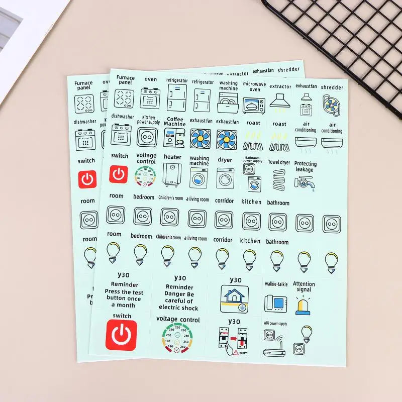 Circuit Breaker Panel Label Stickers – Waterproof PVC 2/5 Sheets Panel Label Stickers Babs green 2sheets