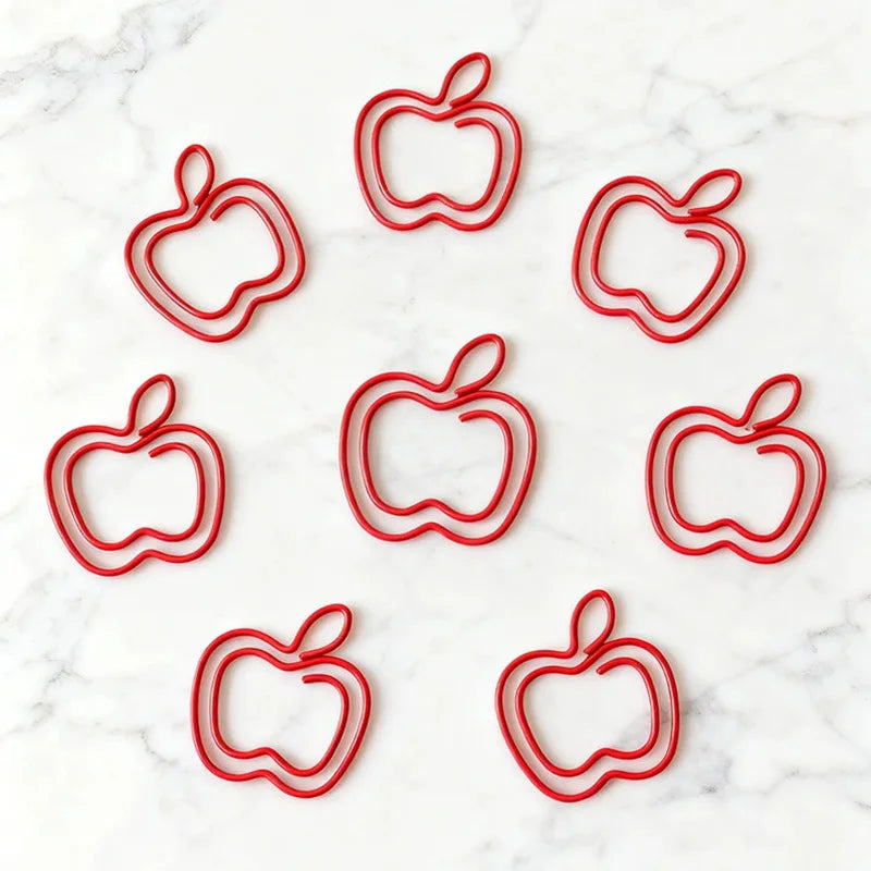20pcs Apple Shaped Paper Clips – Cute Colored Binder Clips Shaped Paper Clips Babs