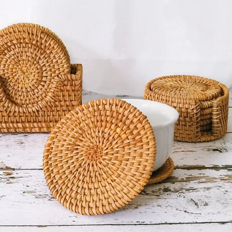 Handcrafted Round Rattan Placemats & Coasters – 8–20cm Rattan Placemat Coaster Babs