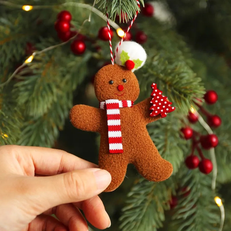 3PCS Fuzzy Gingerbread Man Christmas Tree Ornaments | Set of 3 Christmas Ornaments Babs