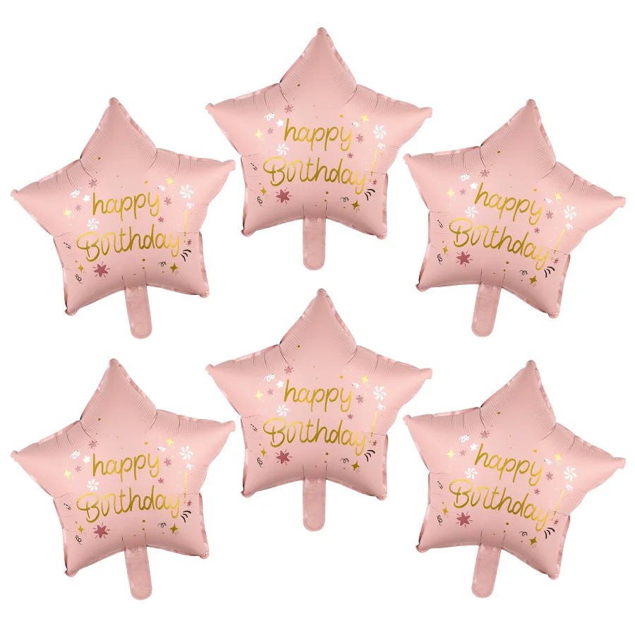 6-Pack 18" Star Foil Balloons – Birthday & Baby Shower Décor Party Foil Balloons Babs Pink 18inch