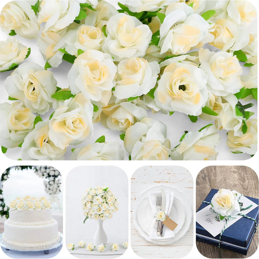 40/80Pcs Silk Cream Roses Artificial Flowers – Wedding & DIY Decor Artificial Silk Flowers Babs