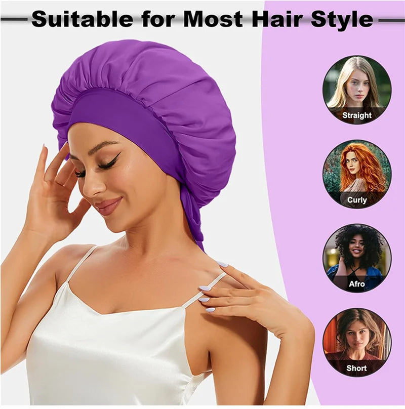 Women's Elastic Sleeping Hat – Solid Color Hair Care Cap Sleeping Hair Cap Babs