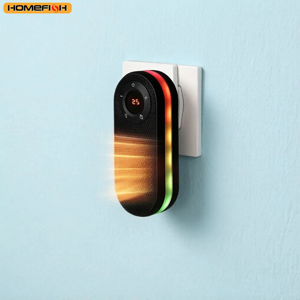 HOMEFISH Wall-Mounted Space Heater with Night Light Wall-Mounted Heater Babs