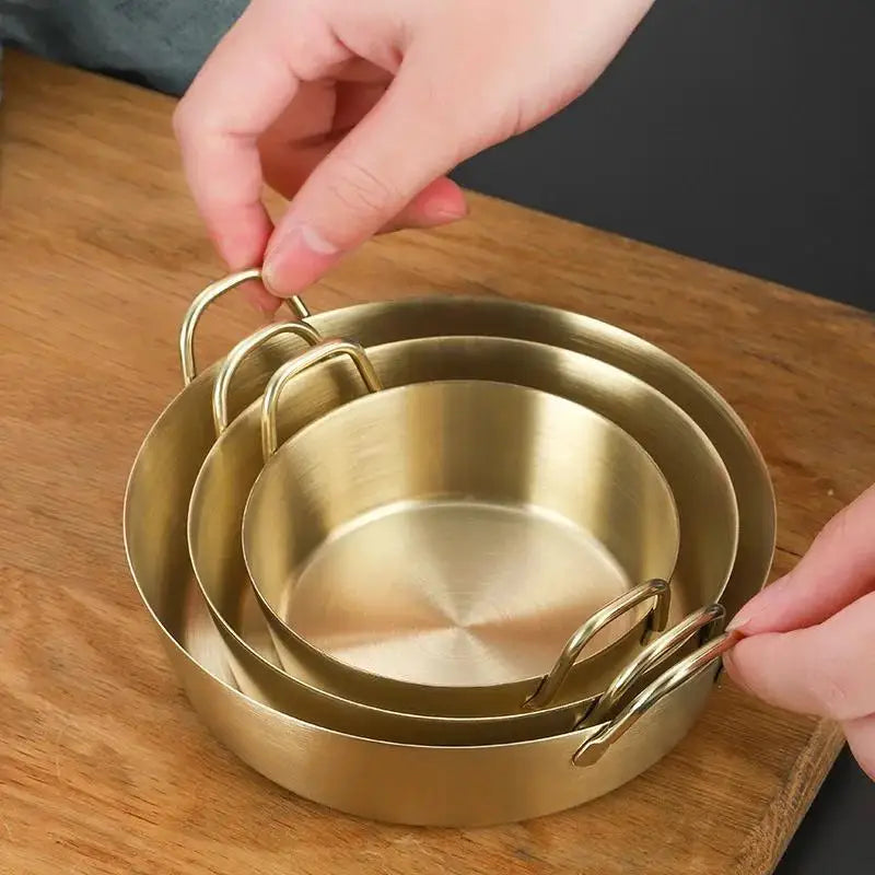 3-Pc 304 Stainless Steel Snack Plate & Sauce Bowl Set Stainless Steel Bowl Set Babs 3pcs set Golden