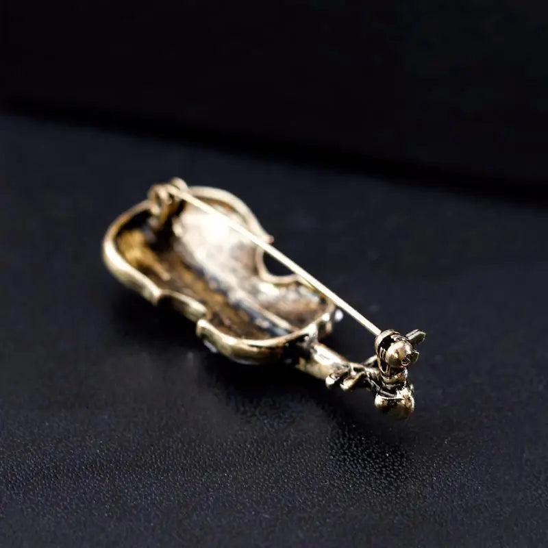 Vintage Rhinestone Musical Brooch Pin – Guitar, Cello & Violin Rhinestone Brooch Pin Babs