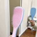 Anti-Static Wood Air Cushion Detangling Hairbrush Comb Detangling Hair Comb Babs Pink and Blue