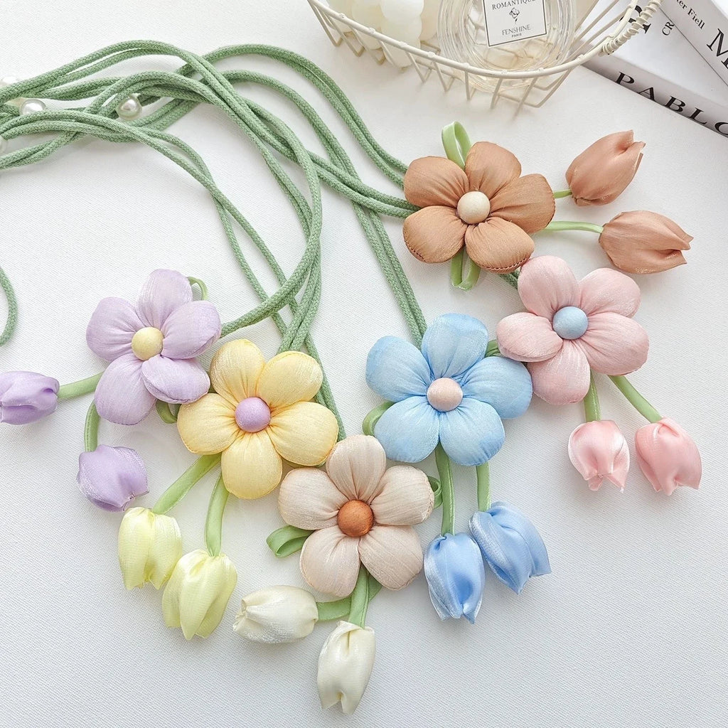 2Pcs Tulip Flower Curtain Tiebacks – Soft Cloth Holders Curtain Tiebacks Babs