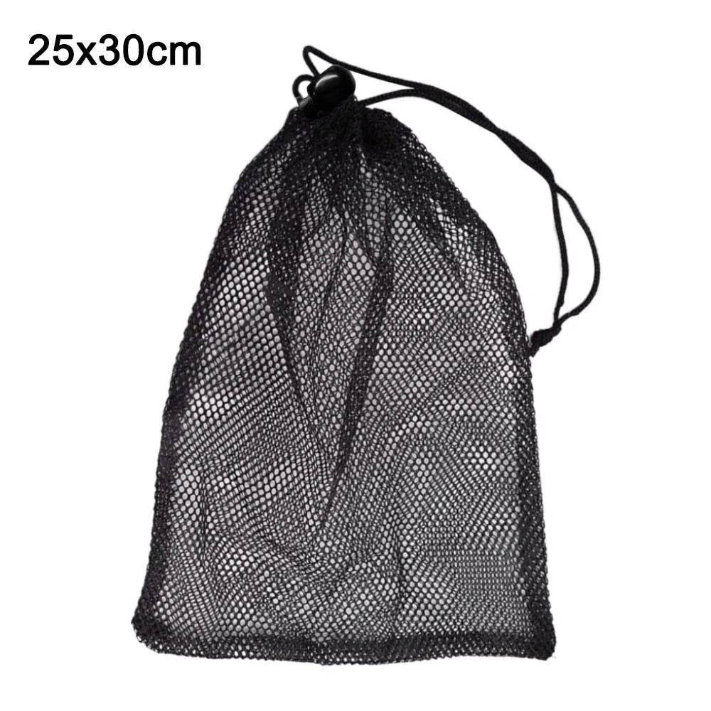 Black Mesh Drawstring Bag – Sports, Swimming & Travel Mesh Drawstring Bag Babs 25 x30cm