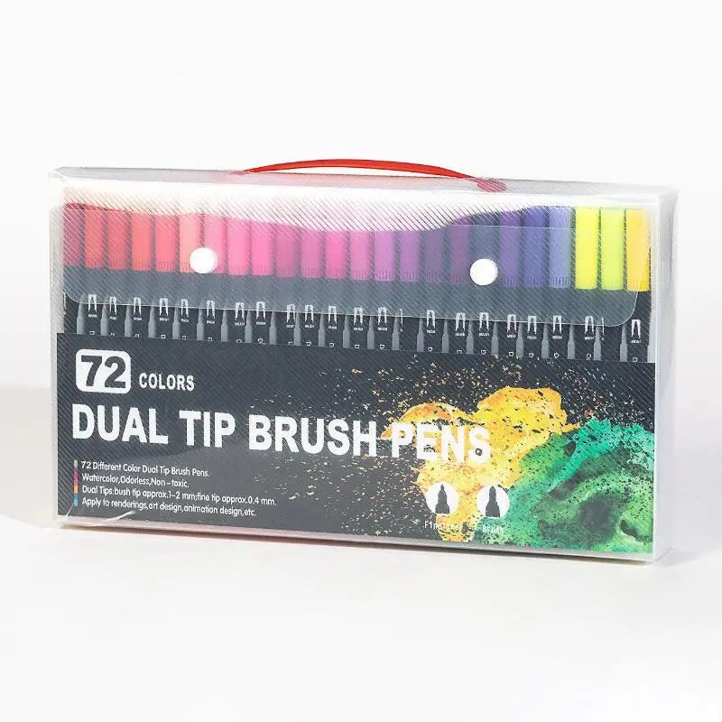 36-Color Soft Tip Brush Pens – Washable Water-Based Markers Watercolor Brush Pens Babs 72colors black